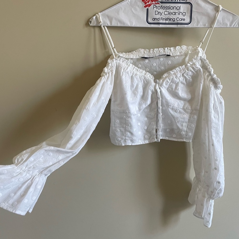Zara Cropped Button Down Blouse - image 3
